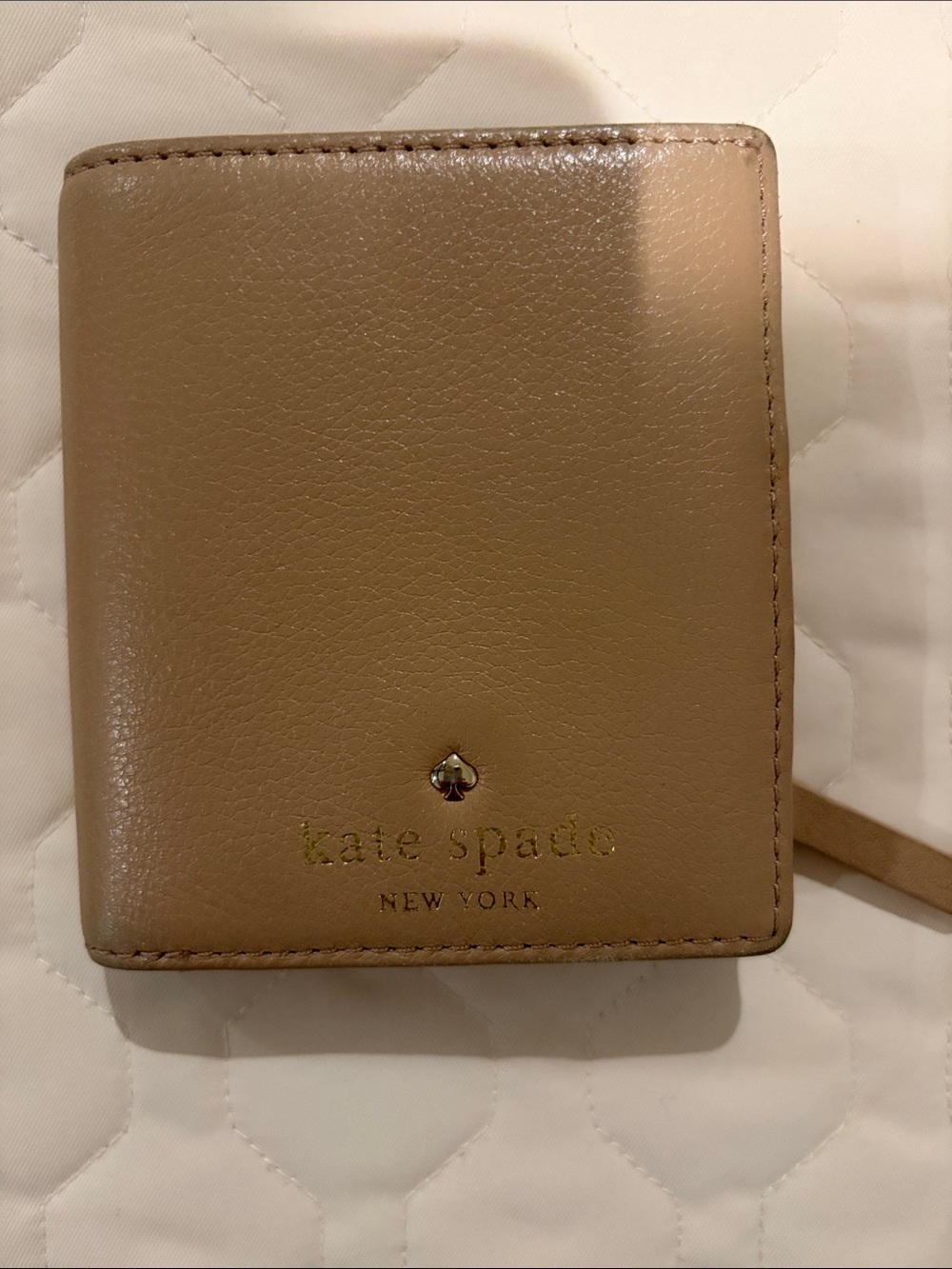 kate spade tan leather compact bifold wallet